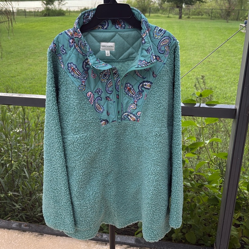 Vera Bradley Teddy Sherpa Fleece Half Zip Pullover‎ Jacket Sweater Womens 2XL
